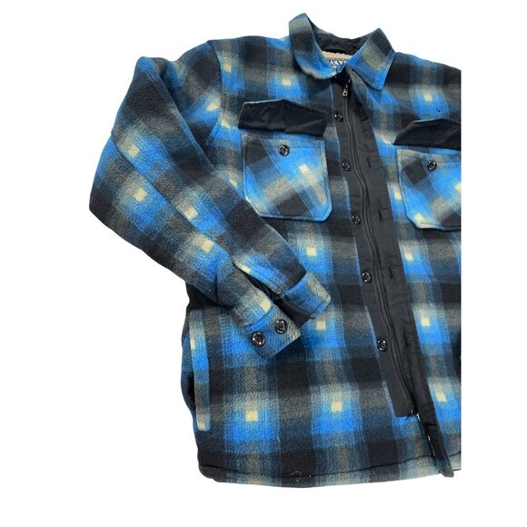 Maxxsel Mens Sherpa-Lined Buffalo Plaid Jacket Blue/Black XL SKU 9337 - Picture 2 of 16